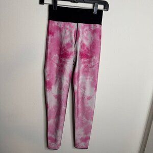 Ultracor Women's Small Tie Dye Leggings Pink White High Waisted Athletic Workout